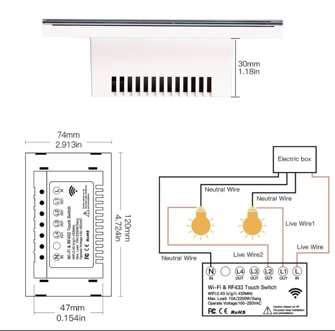 MOES WiFi Wall Touch Smart Light Switch