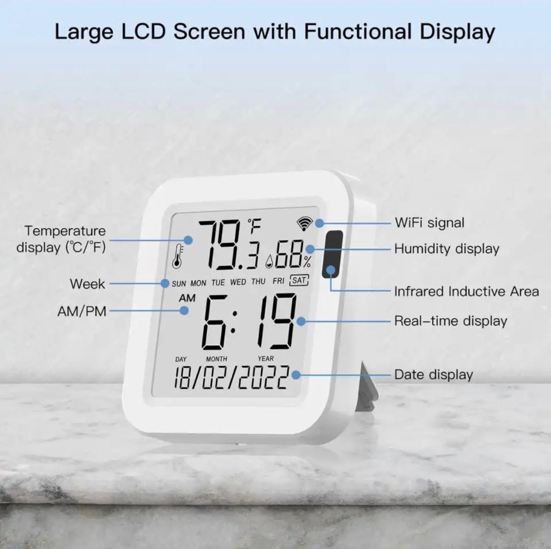MOES WiFi Temperature & Humidity Sensor LCD Screen Infrared Sensing Backlight