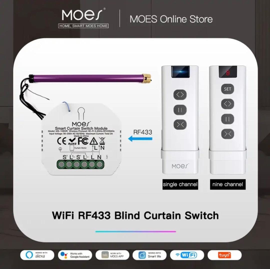 MOES WiFi DIY RF433 Smart Curtain Switch Module