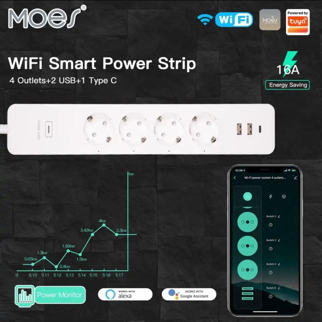 MOES WiFi EU Tuya Smart Power Strip