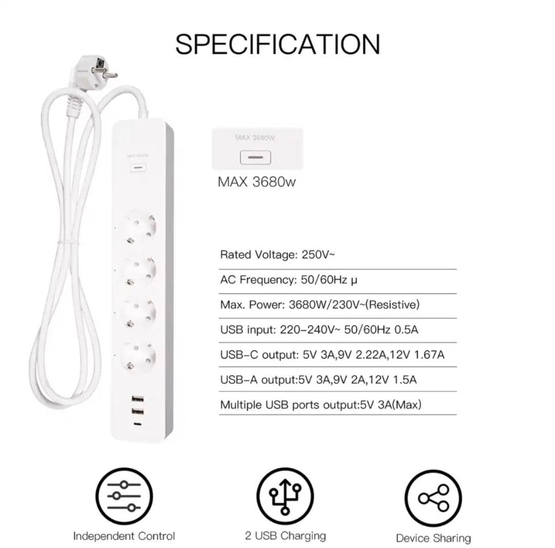 MOES WiFi EU Tuya Smart Power Strip