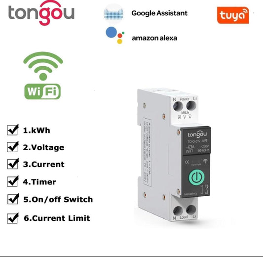 Tongou 1P 63A مع مراقبة الطاقة SY2 مدعوم من Tuya
