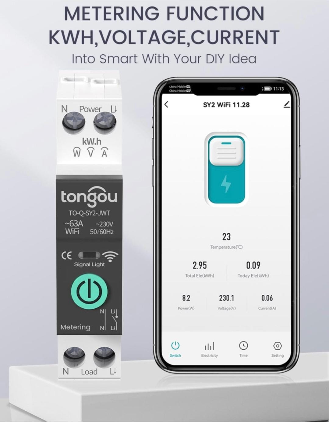 Tongou 1P 63A مع مراقبة الطاقة SY2 مدعوم من Tuya