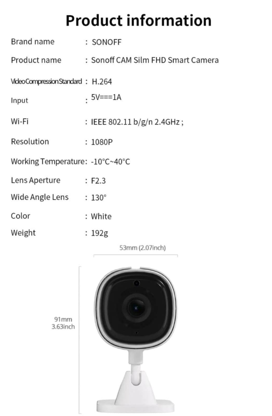 SONOFF CAM Slim Baby Monitor HD 1080P