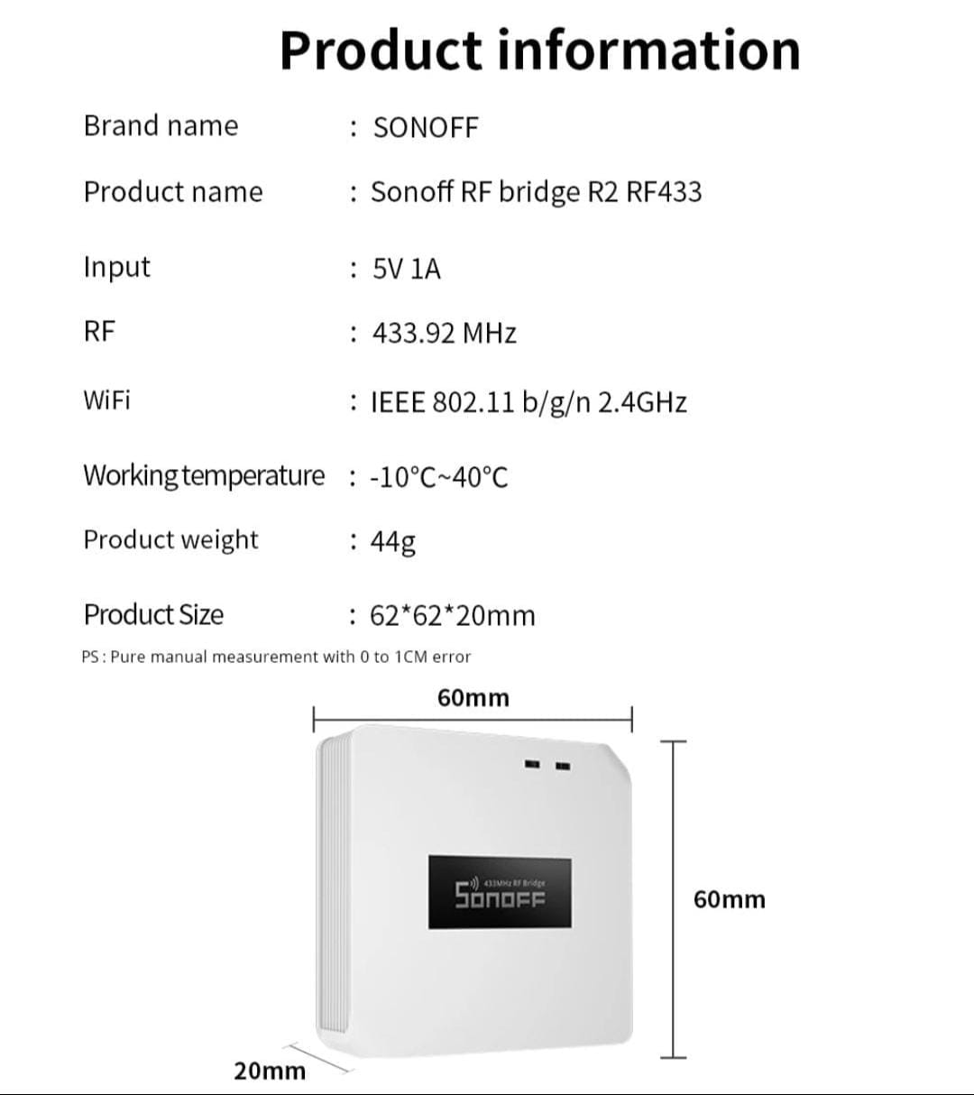 جهاز التحكم عن بعد SONOFF RF Bridge R2 433MHz WIFI HUB RF