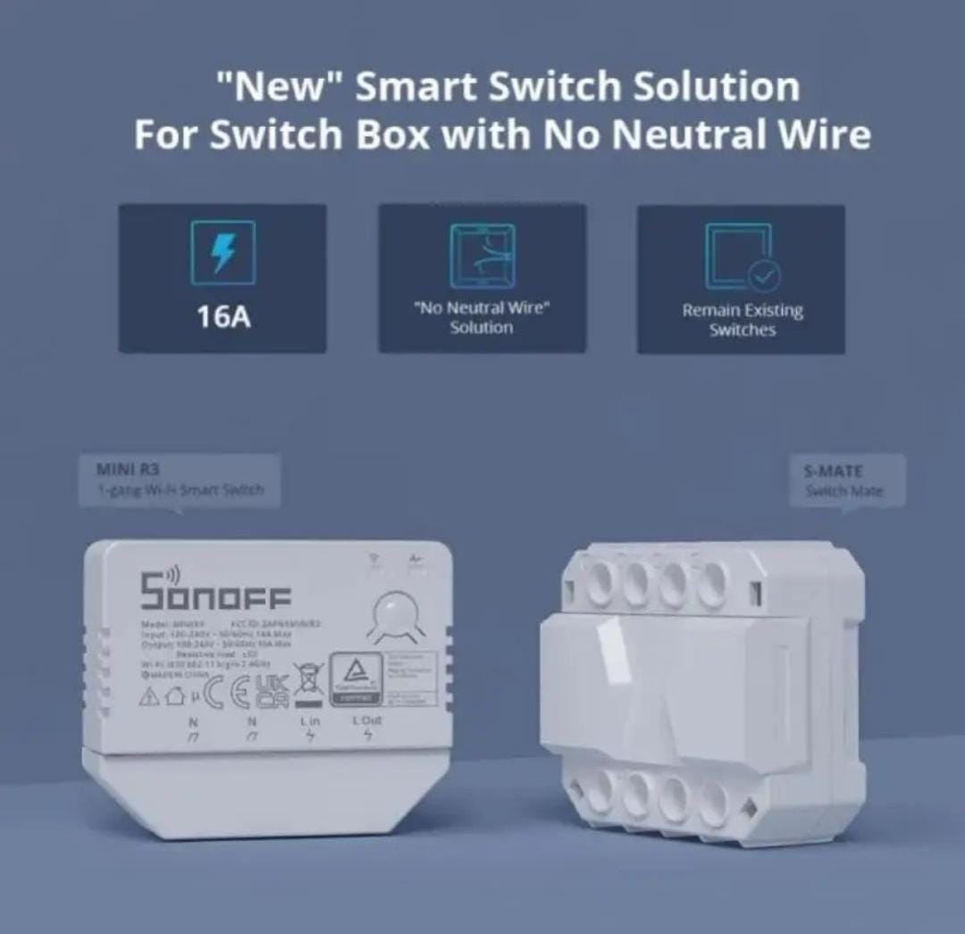 SONOFF S-MATE “No Neutral Wire” Solution