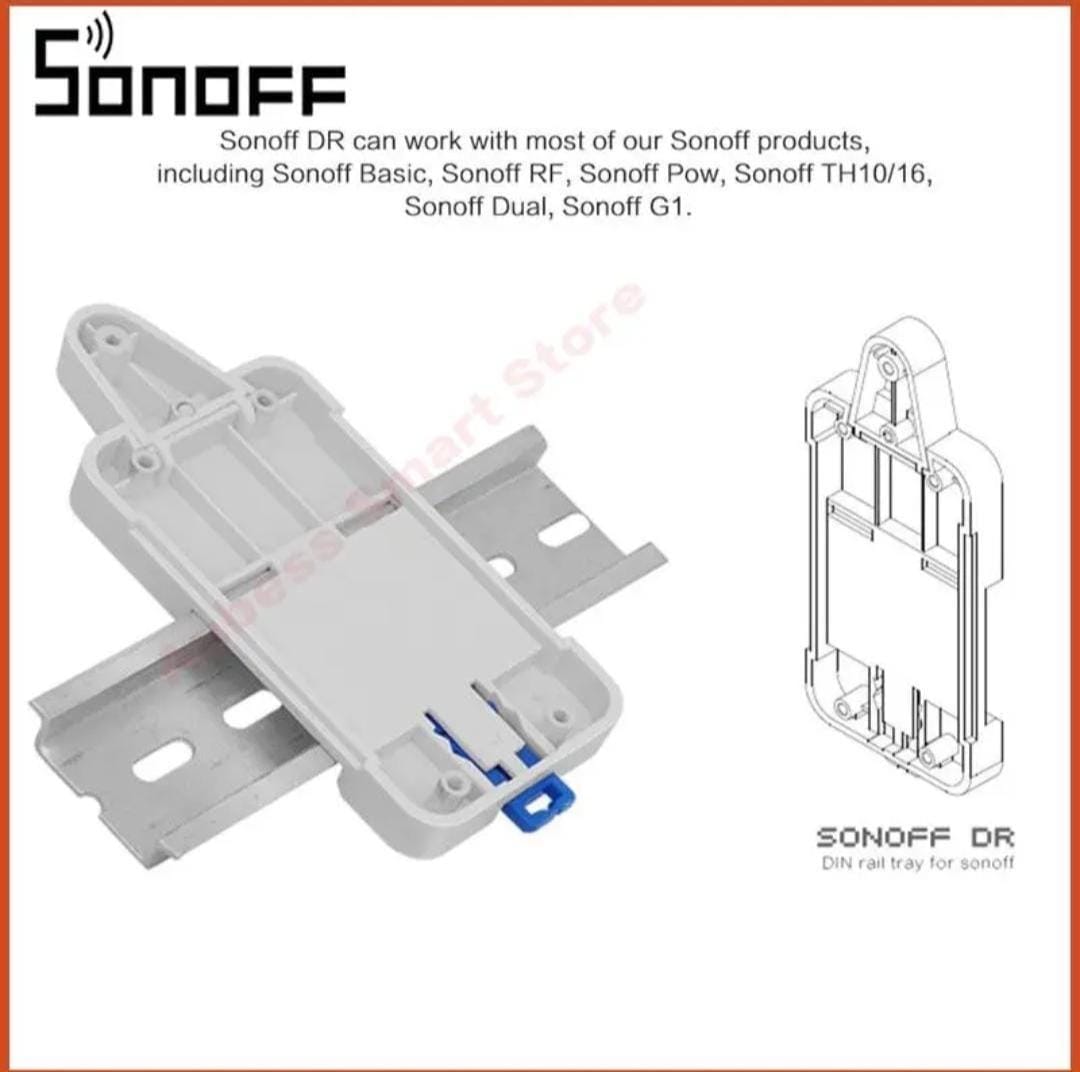 حامل علبة السكك الحديدية DR DIN من SONOFF لمفتاح ذكي Basic/RF/Pow/TH 10/16/Dual Wifi