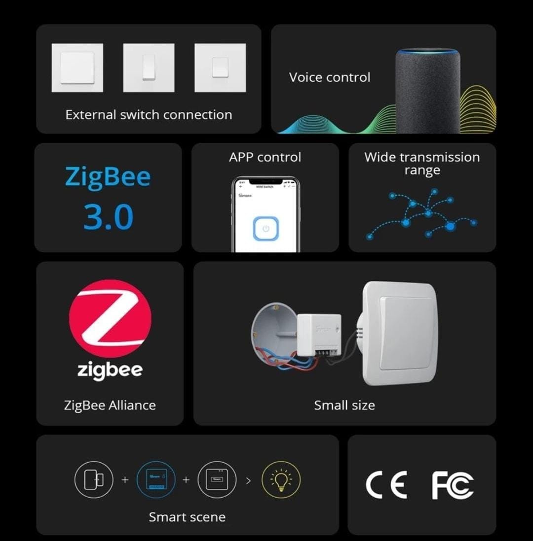 وحدة مفتاح الإضاءة الذكية ثنائية الاتجاه SONOFF ZB MINI Zigbee